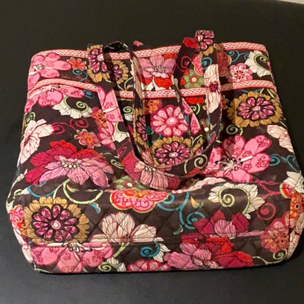 Vera Bradley Pink and Brown Floral Tote Bag - Picture 6 of 7